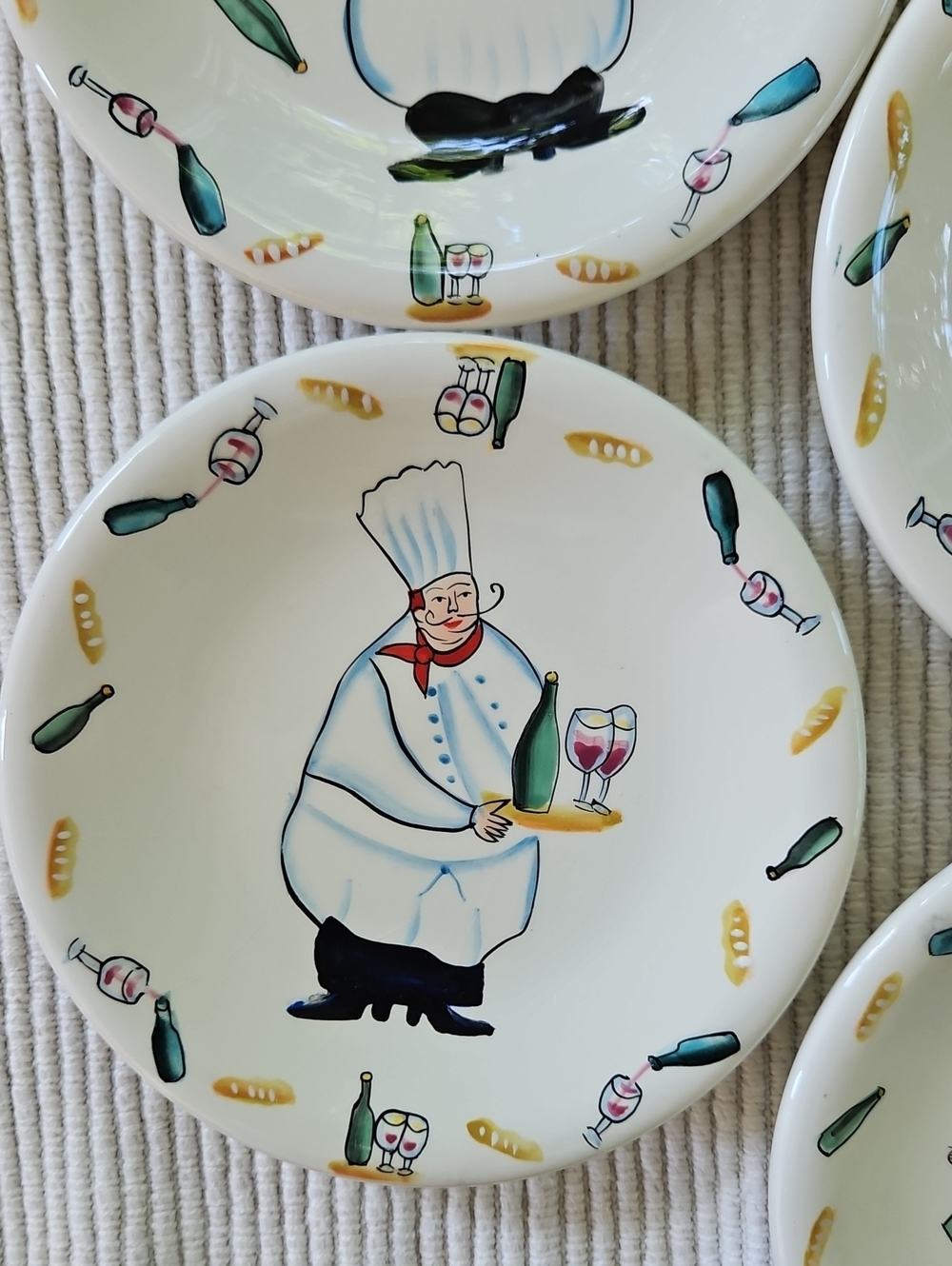 VTG Godinger Fat Boy Chef Canapé Plate Set of 4 in box